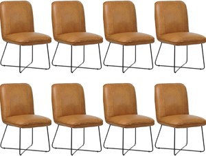 Set van 8 Cognac leren industriële design eetkamerstoelen Smile - Granada leer Sahara (cognac leer)