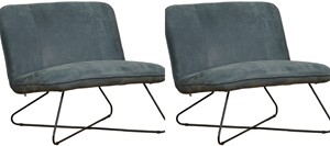 Leren fauteuil smile 80, blauw leer, blauwe stoel