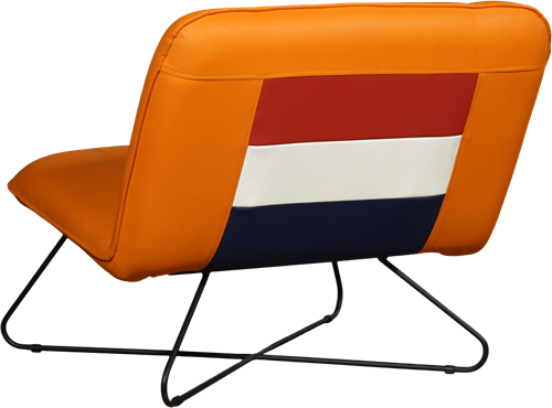 Oranje leren design stoel zonder armleuning - Loveseat - Oranje met Nederlandse vlag-3