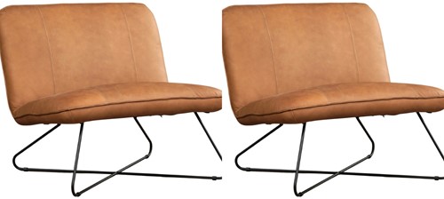 Leren fauteuil zonder armleuning Smile 80 - set van 2 fauteuils - Rancho Leer Clay