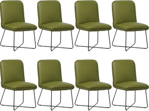 Set van 8 Groene leren industriële design eetkamerstoelen Smile - Toledo Leer Apple Green (groen leer)