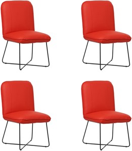 Set van 4 Felrode leren industriële design eetkamerstoelen Smile - Toledo Leer Ferrari (felrood leer)