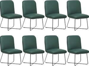 Set van 8 Groene leren industriële design eetkamerstoelen Smile - Toledo Leer Forrest (groen leer)