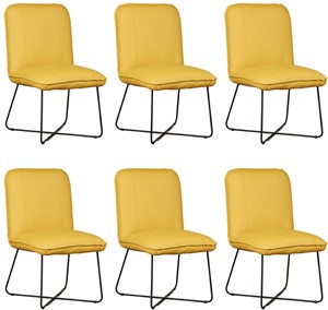 Leren eetkamerstoel smile 50, geel leer, gele keukenstoelen