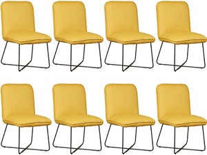 Leren eetkamerstoel smile 50, geel leer, gele keukenstoelen