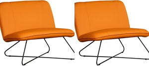 Leren fauteuil smile 80, oranje leer, oranje stoel