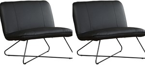 Leren fauteuil smile 80, zwart leer, zwarte stoel