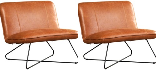Leren fauteuil zonder armleuning Smile 80 - set van 2 fauteuils