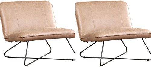 Leren fauteuil zonder armleuning Smile 80 - set van 2 fauteuils - Vintage Leer Taupe