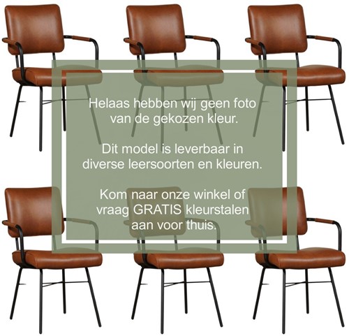 Leren eetkamerstoel Solid - Met armleuning - set van 6 stoelen - Toledo Leer Leem