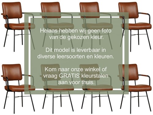 Leren eetkamerstoel Solid - Met armleuning - set van 8 stoelen - Hermes Leer Kobalt