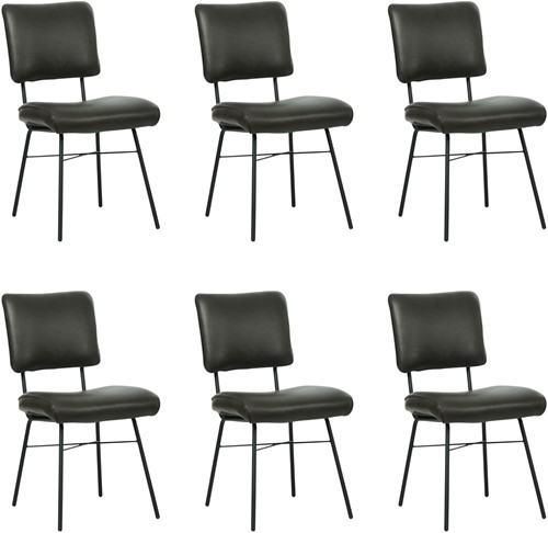 Leren eetkamerstoel Solid - set van 6 stoelen