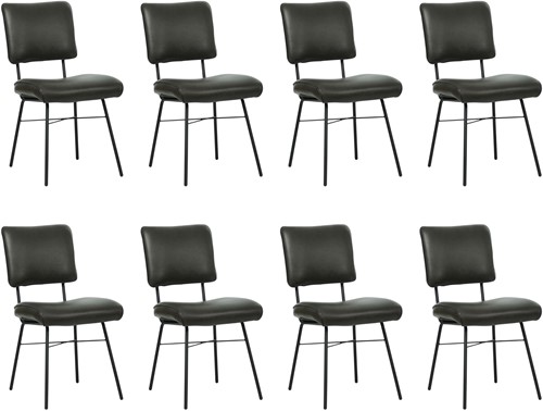 Leren eetkamerstoel Solid - set van 8 stoelen