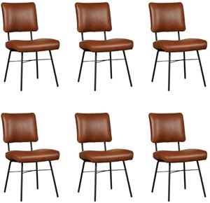 Set van 6 Leren eetkamerstoelen Solid