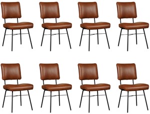 Set van 8 Leren eetkamerstoelen Solid
