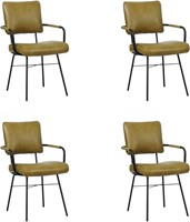 Leren eetkamerstoel Solid - Met armleuning - set van 4 stoelen