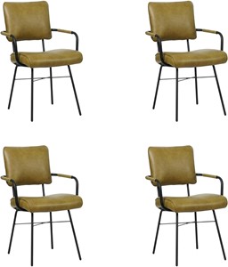 Set van 4 Leren eetkamerstoelen Solid - Met armleuning - Echt leer, Industrieel, Comfortabel en kies uit meer dan 150+ kleuren - Ontdek de Vele Leersoorten en Kleuren bij ShopX