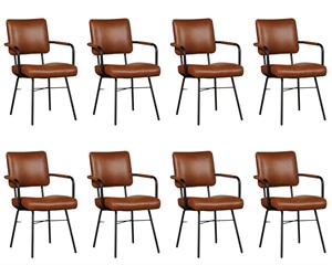 Set van 8 Leren eetkamerstoelen Solid - Met armleuning
