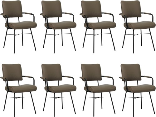 Leren eetkamerstoel Solid - Met armleuning - set van 8 stoelen - Toledo Leer Moss