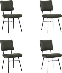 Set van 4 Donkergroene leren industriële design eetkamerstoelen Solid - Toledo Leer Verde (donkergroen leer)