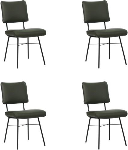 Leren eetkamerstoel Solid - set van 4 stoelen - Toledo Leer Verde