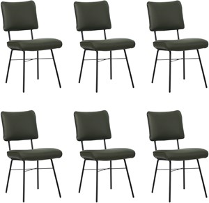 Set van 6 Donkergroene leren industriële design eetkamerstoelen Solid - Toledo Leer Verde (donkergroen leer)