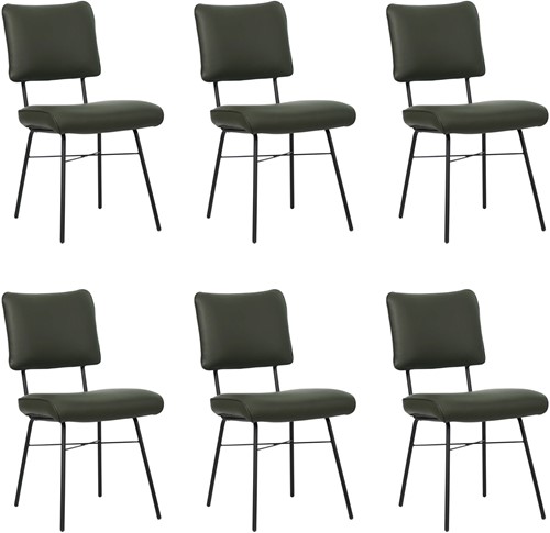 Leren eetkamerstoel Solid - set van 6 stoelen - Toledo Leer Verde