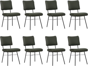 Set van 8 Donkergroene leren industriële design eetkamerstoelen Solid - Toledo Leer Verde (donkergroen leer)