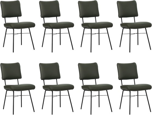 Leren eetkamerstoel Solid - set van 8 stoelen - Toledo Leer Verde
