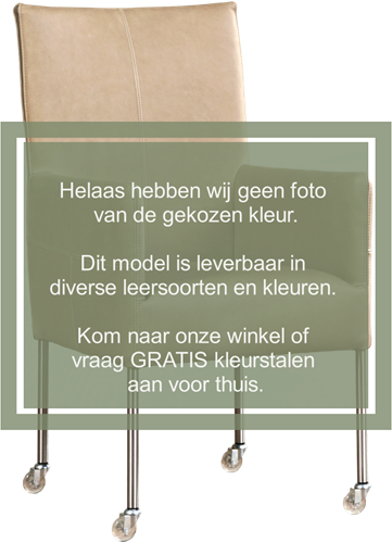Leren eetkamerstoel Spark - met wieltjes en armleuning - Toledo Leer Cotto - Poot - RVS - Skate wiel transparant