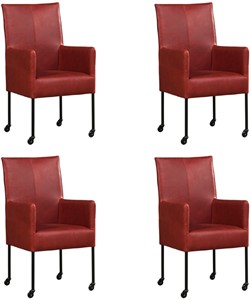 Leren eetkamerstoel spark, rood leer, rode keukenstoelen