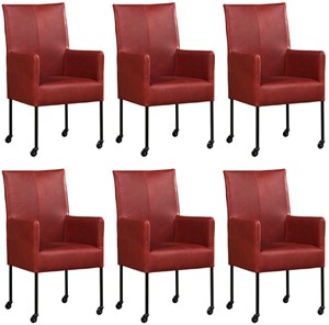 Leren eetkamerstoel spark, rood leer, rode keukenstoelen