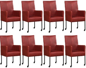 Leren eetkamerstoel spark, rood leer, rode keukenstoelen