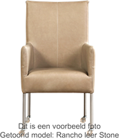 Leren eetkamerstoel Spark - met wieltjes - set van 4 stoelen - Toledo Leer Turquoise - Kleur poot, RVS - Skate wiel transparant-2