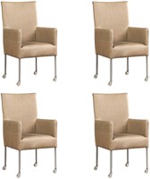 Leren eetkamerstoel Spark - met wieltjes - set van 4 stoelen