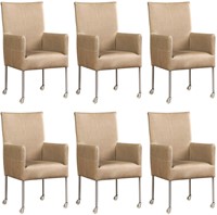 Leren eetkamerstoel Spark - met wieltjes - set van 6 stoelen