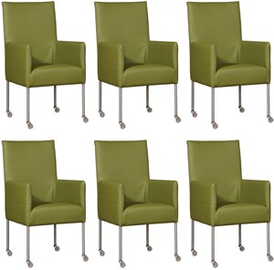 Leren eetkamerstoel spark, groen leer, groene keukenstoelen