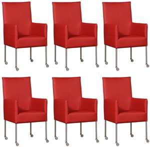 Leren eetkamerstoel spark, rood leer, rode keukenstoelen