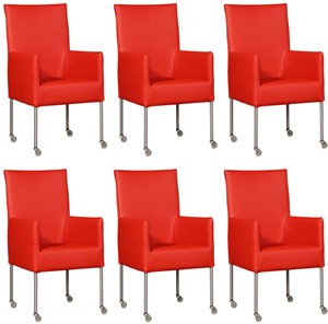 Leren eetkamerstoel spark, rood leer, rode keukenstoelen