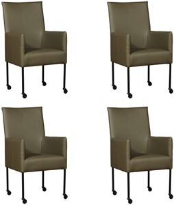 Leren eetkamerstoel spark, groen leer, groene keukenstoelen