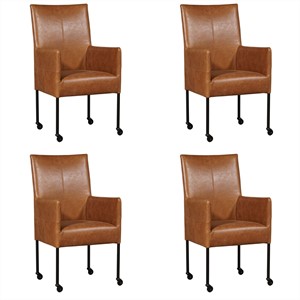 Leren eetkamerstoel spark, bruin leer, bruine keukenstoelen
