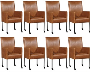 Leren eetkamerstoel spark, bruin leer, bruine keukenstoelen