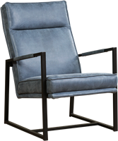 Leren design fauteuil hoge rugleuning Square - Kenia Leer Denim