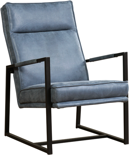 Leren design fauteuil hoge rugleuning Square - Kenia Leer Denim