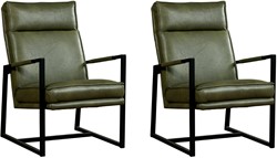 Leren design fauteuil hoge rugleuning Square - set van 2 fauteuils