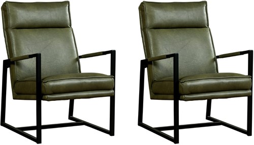 Leren design fauteuil hoge rugleuning Square - set van 2 fauteuils
