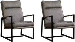 Leren fauteuil square, grijs leer, grijze stoel