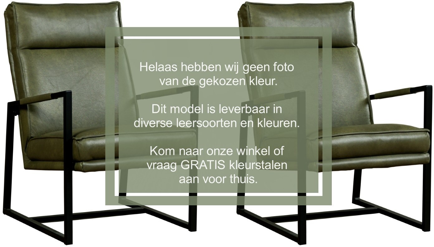 Leren design fauteuil hoge rugleuning Square - set 2 fauteuils - Green (donkergroen)