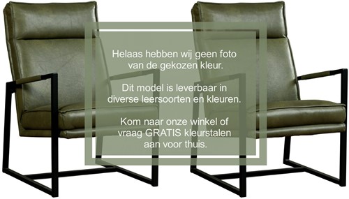 Leren design fauteuil hoge rugleuning Square - set van 2 fauteuils - Elegance Green (donkergroen)