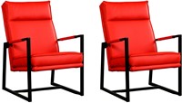 Leren design fauteuil hoge rugleuning Square - set van 2 fauteuils - Toledo Leer Ferrari